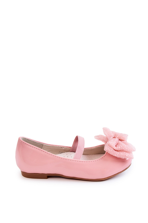 Dziecięce Lakierowane Balerinki Z Kokardą Różowe Zolly