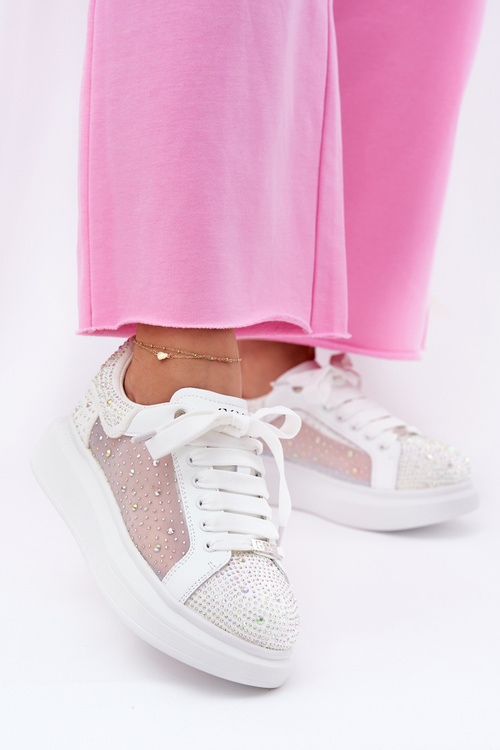 Zdobione Sneakersy Na Platformie GOE RR2N4003 Białe