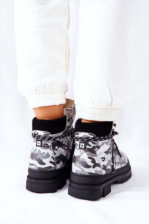 Skórzane Trapery Botki Big Star II274368 Moro Czarne