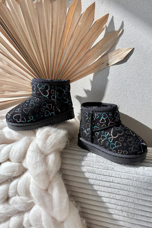 Śniegowce Dziecięce W Serduszka Czarne Calivine