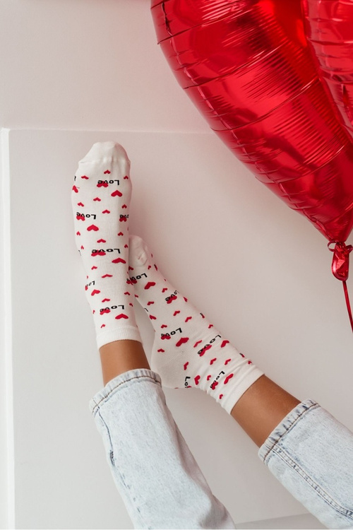 Skarpetki Damskie Love Ecru