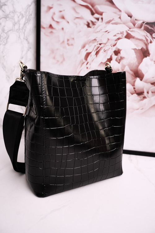 Torebka Worek Z Odpinanymi Paskami LAURA BIAGGI Print Zwierzęcy Czarna