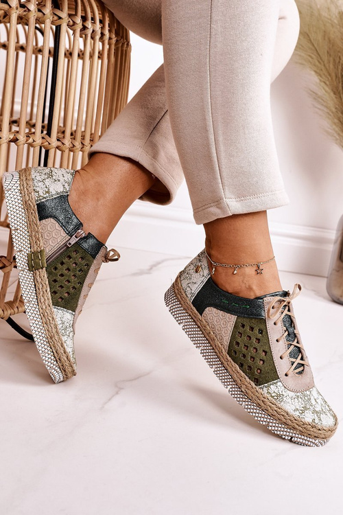 Damskie Skórzane Półbuty Maciejka Zielone 03339-09