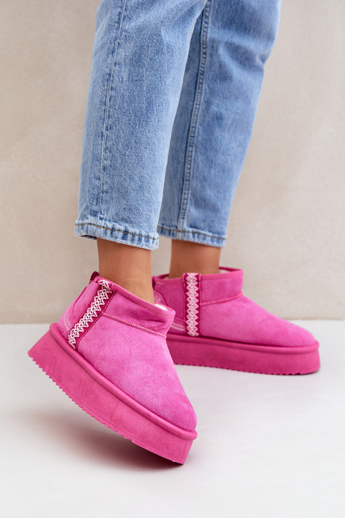 Śniegowce Na Platformie Ze Wzorem Różowe Udra