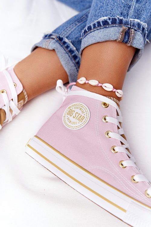 Damskie Wysokie Trampki Big Star HH274447 Różowe