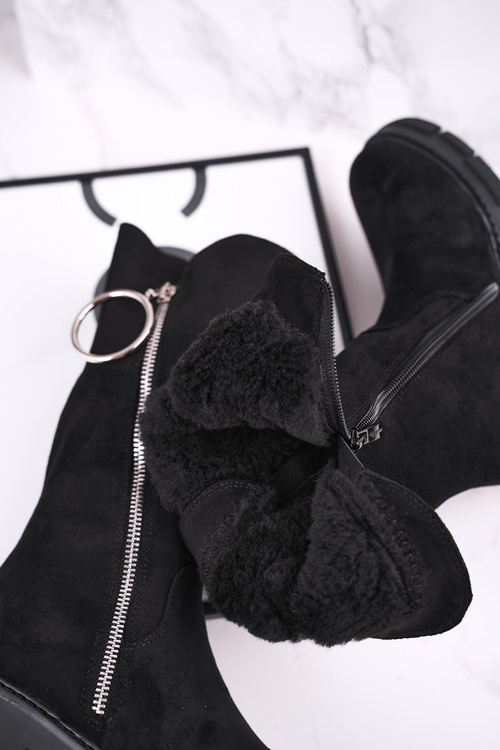 Dziecięce Ocieplane Botki Kozaki Czarne Norabel