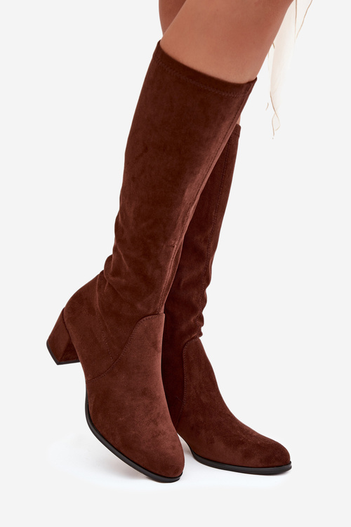 Klasyczne Eko Zamszowe Kozaki Sergio Leone KZ205 Ciemnobrązowe