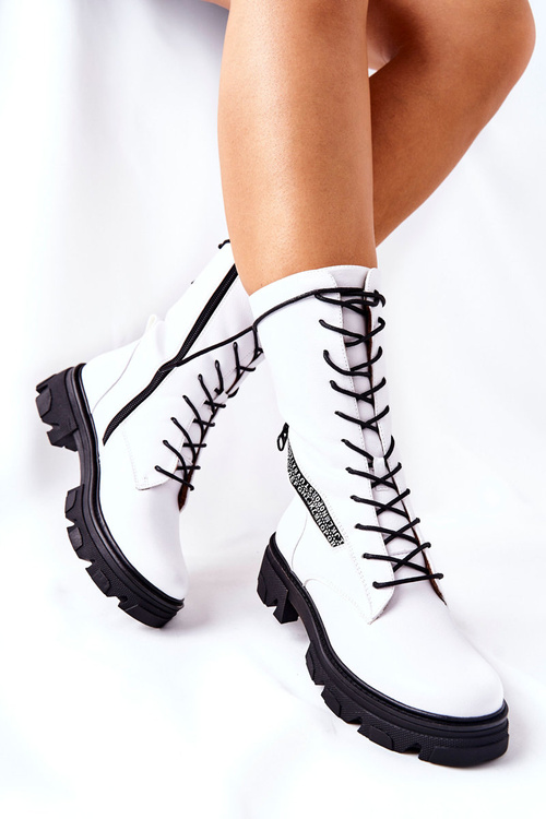 Botki Trapery Glany Sergio Leone TR747 Białe