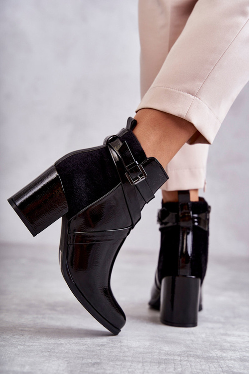 Modne Lakierowane Botki La.Fi 260037B-LA Czarne