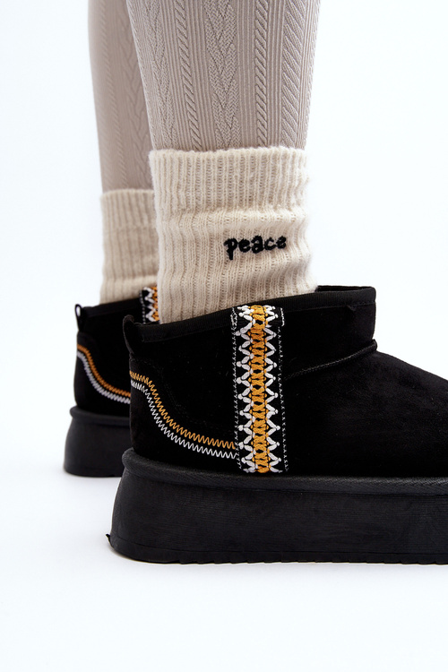 Śniegowce Na Platformie Ze Wzorem Czarne Udra