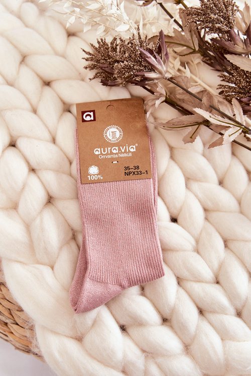 Damskie Skarpetki Z Błyszczącą Nicią Różowe