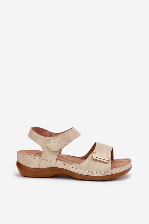 Wygodne Sandały Damskie Na Koturnie Beżowe Sadevale