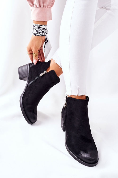 Botki Damskie Zamszowe Czarne Bellarena