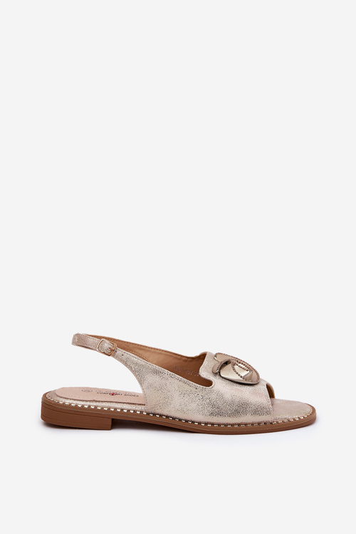 Połyskujące Sandały Damskie Z Ozdobą S.Barski KV51-006 Złote