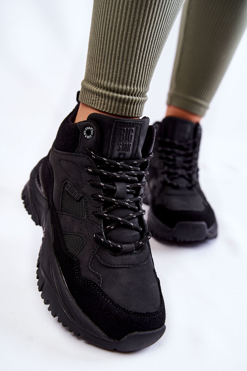 Damskie Wysokie Buty Sportowe Memory Foam System Big Star KK274356 Czarne