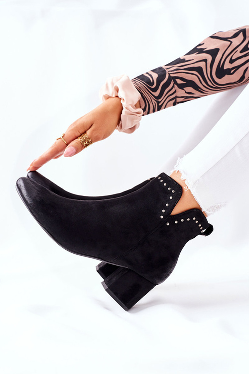 Botki Damskie Zamszowe Czarne Brinlack