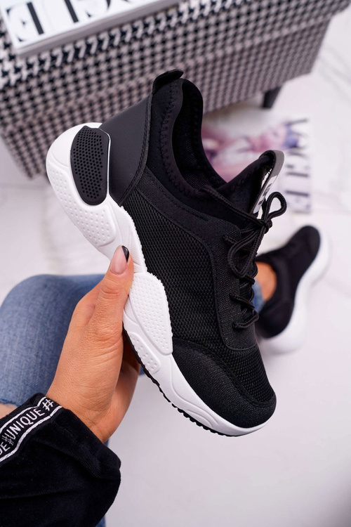 Sportowe Damskie Buty Brokat Czarne Micron