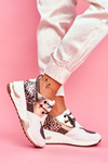 Sportowe Damskie Buty Sneakersy Biało Złote Sempre
