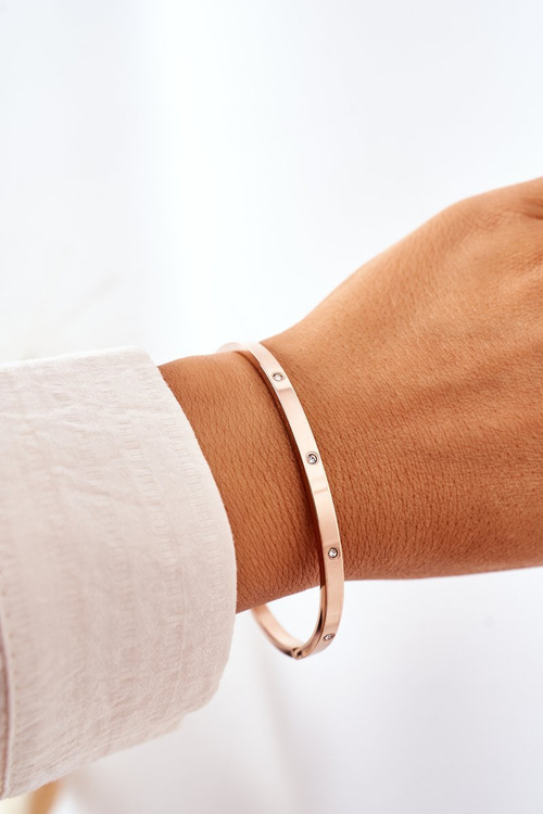 Bransoletka Stalowa Z Cyrkoniami Różowe Złoto