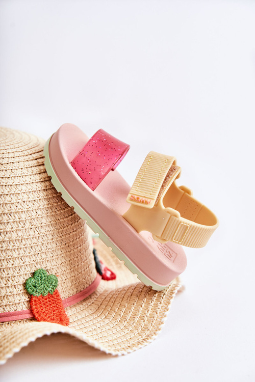 Wygodne Dziecięce Sandałki Pachnące ZAXY JJ385028 Różowo-Żółte