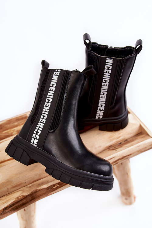 Dziecięce Wysokie Botki Ocieplane Czarne Kimmy