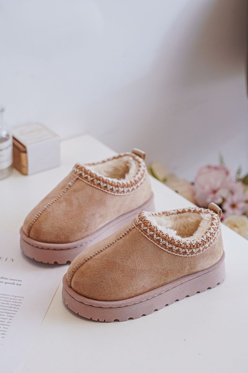 Śniegowce Botki Dziecięce Na Platformie Ocieplane Futerkiem Beżowe Vilabria