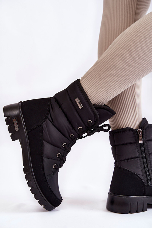 Damskie Ocieplane Śniegowce Progress PROGJ-21-14 Czarne