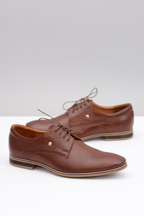 Brązowe Eleganckie Skórzane Półbuty Refugio