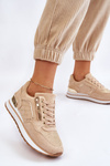 Damskie Buty Sportowe Z Ozdobnym Zamkiem Beżowe Adrea