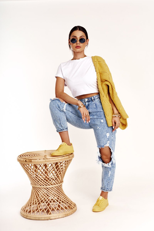 Damskie Skórzane Tenisówki BIG STAR HH274142 Żółte