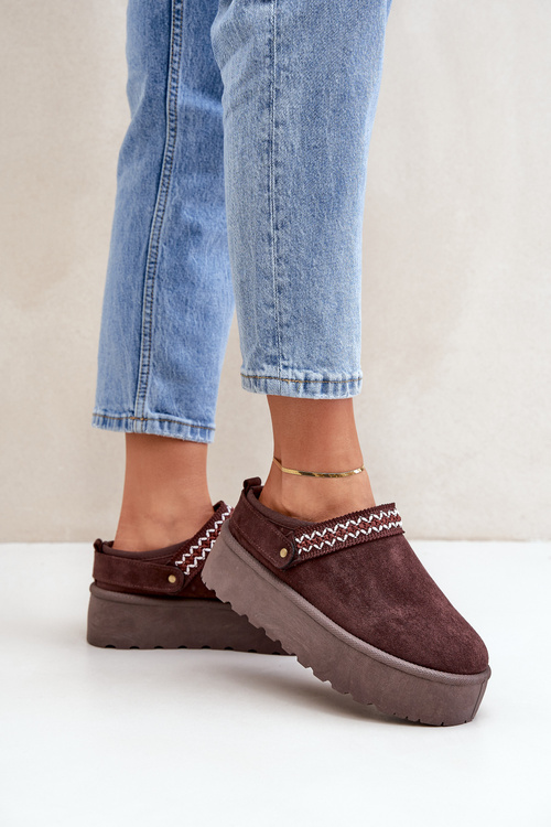 Śniegowce Z Ozdobnym Haftem Czekoladowe Selithria