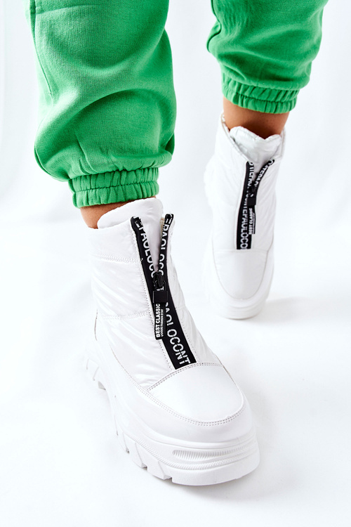 Damskie Trapery Botki Białe Echowen
