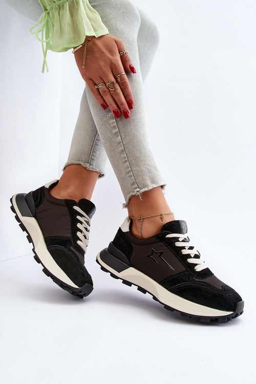 Sneakersy Damskie Skórzane Big Star NN274963 Czarne