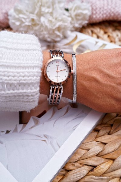 Damska Bransoleta Stalowa Z Cyrkoniami Srebrna Debi