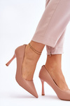 Skórzane Klasyczne Szpilki Beżowe Kelsey