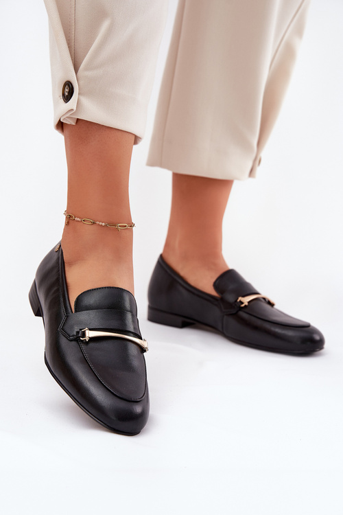 Skórzane Półbuty Mokasyny Damskie Maciejka K6809-01 Czarne