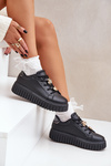 Sneakersy Damskie Z Przypinkami Czarne Grelesi