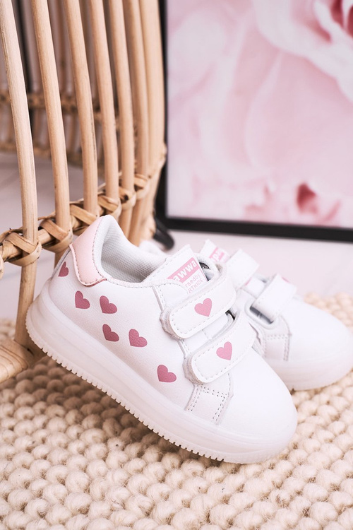 Dziecięce Sportowe Buty Ze Świecącą Podeszwą LED Biało-Różowe Boomer