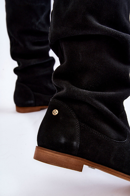 Damskie Zamszowe Kozaki Do Kolan Maciejka 05790-01 Czarne