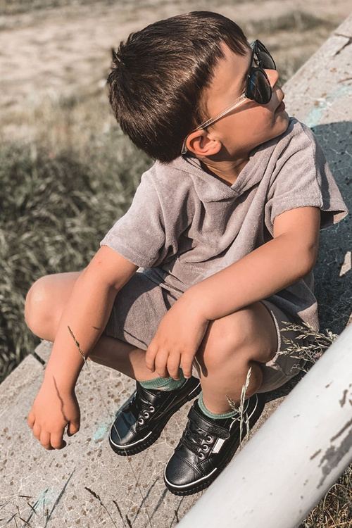 Dziecięce Skórzane Trampki Na Rzep BIG STAR HH374029 Czarne