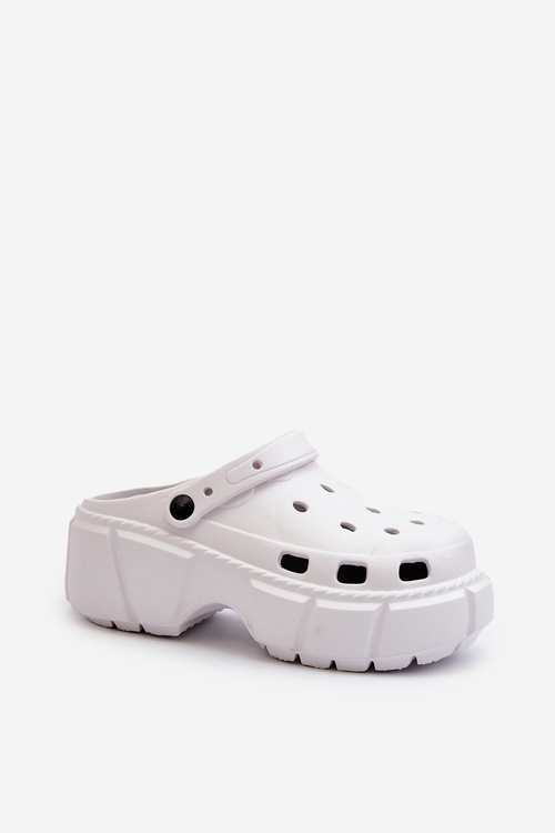 Klapki Damskie Piankowe Na Masywnej Podeszwie Białe Witima