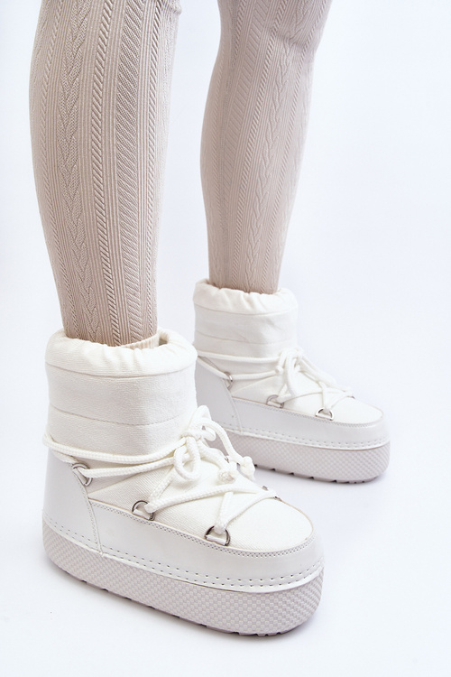 Damskie Śniegowce Z Wiązaniem Białe Toolsa