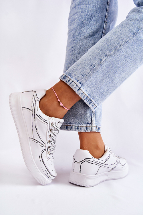 Damskie Niskie Buty Sportowe Białe Solveig