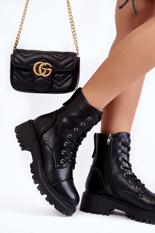 Skórzane Ocieplane Botki Glany La.Fi 250044B-PU Czarne