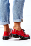 Damskie Skórzane Półbuty Oxfordy Maciejka 04087-08 Czerwone