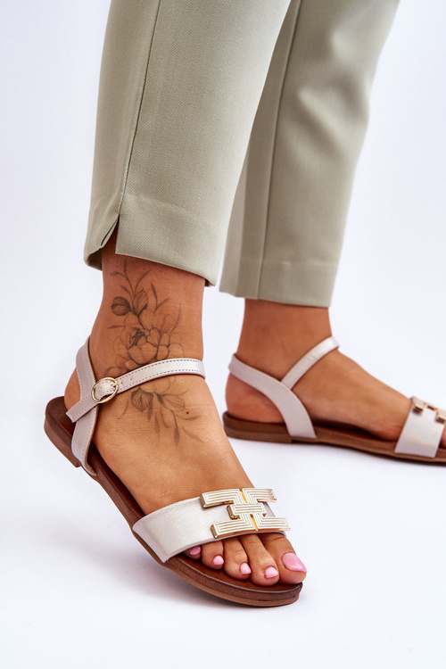 Damskie Skórzane Sandały S.Barski KV-5541-37 Beżowe