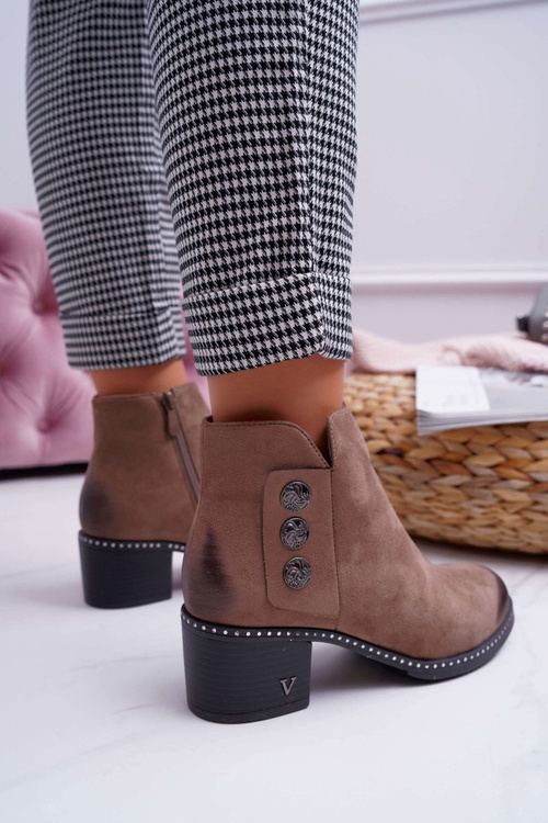 Botki Damskie Płaski Obcas Beżowe Tristram