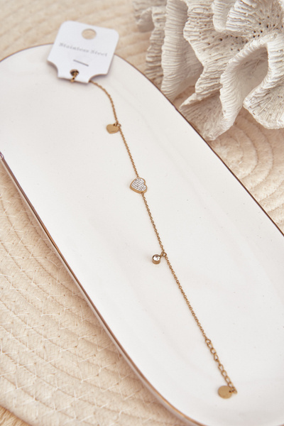 Bransoletka Na Nogę Z Sercami Złota