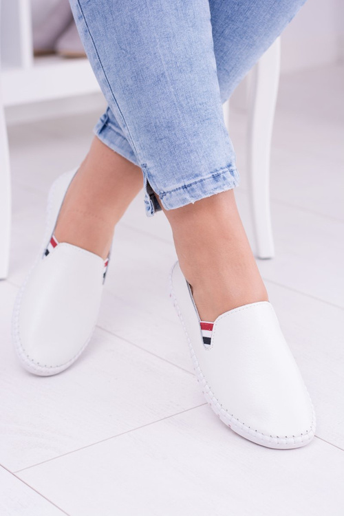 Damskie Białe Skórzane Tenisówki Bellara