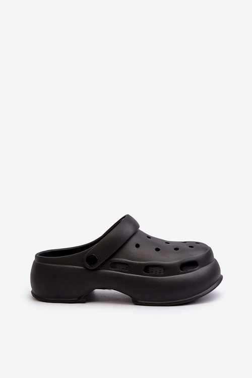 Piankowe Klapki Damskie Na Masywnej Podeszwie Czarne Danollia